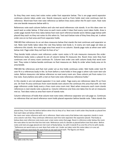 Page 2: the rest of the fourth note under the full-width continuation separator, then the page's own notes, one holding a table