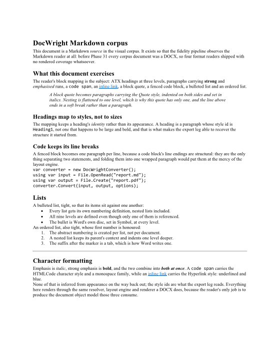 A Markdown article rendered to PDF with headings, paragraphs and a list