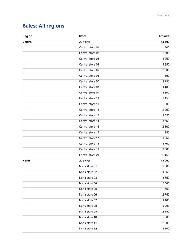 The Word export of page 1: the same layout as the PDF, as a grid of table cells